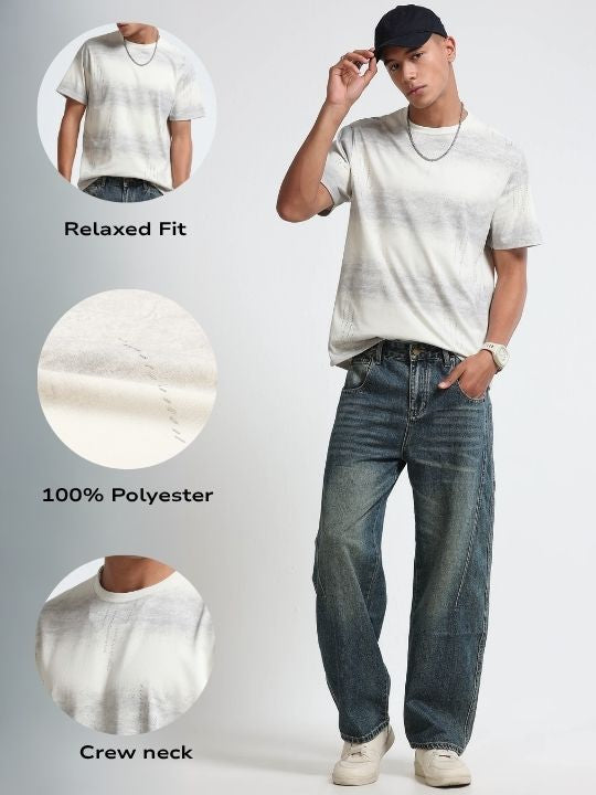 Men Grey Minimal Textured T-Shirt