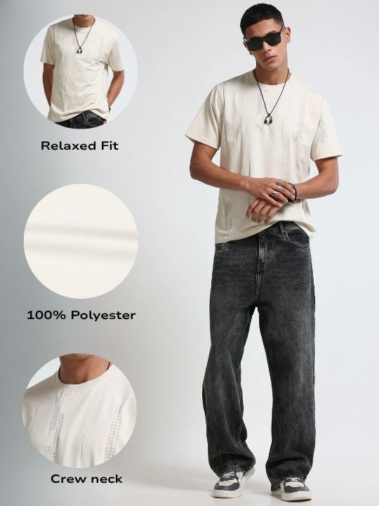 Men Cream Everyday Round Neck T-Shirt