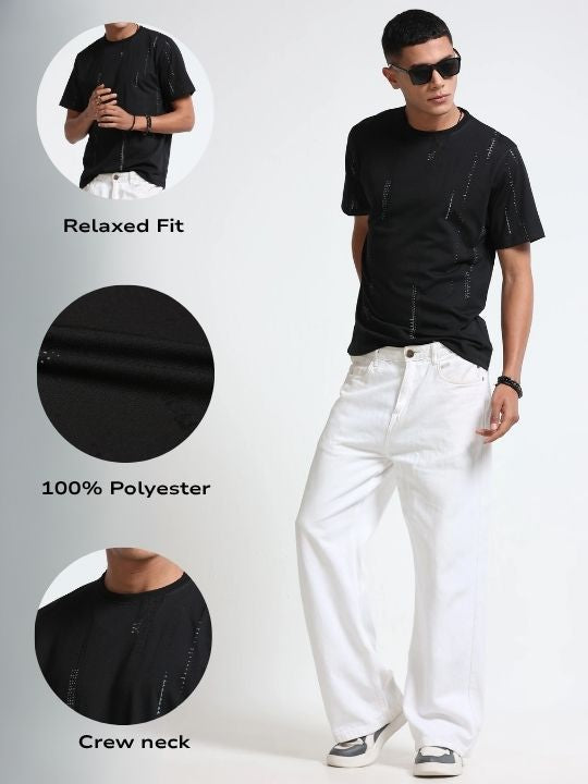 Men Black Everyday Round Neck T-Shirt