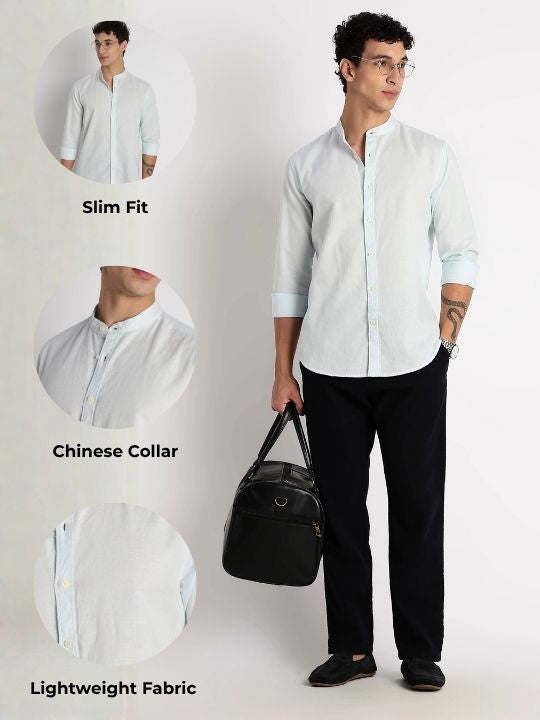 Men Cotton Linen Slim Fit Shirt