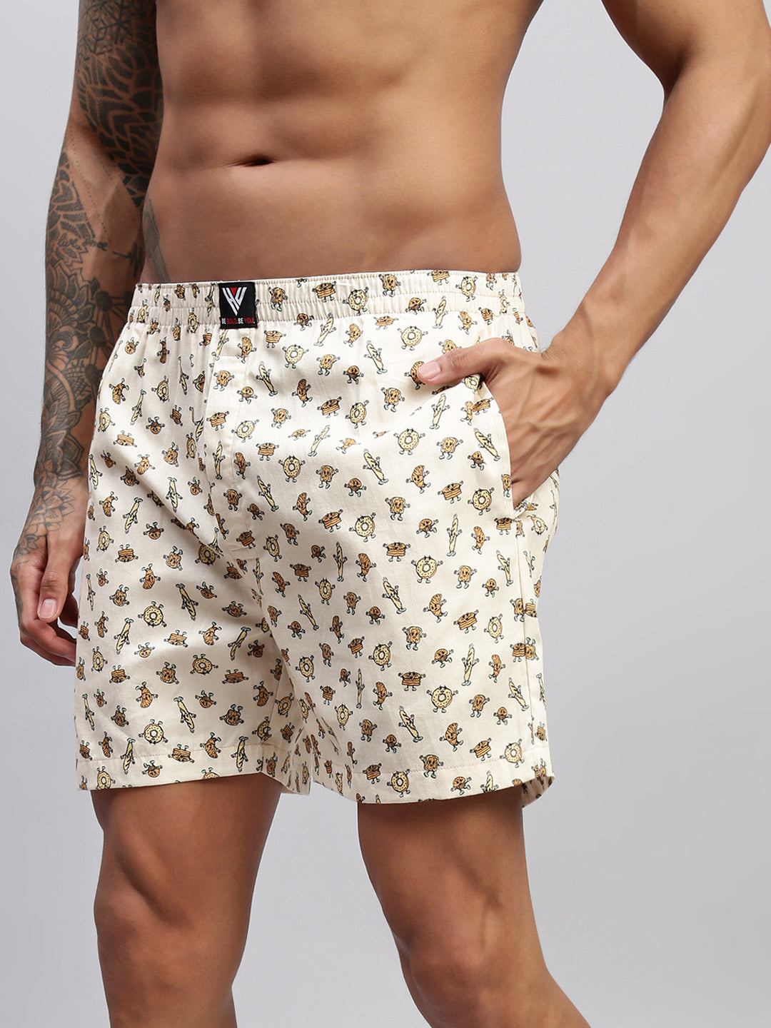Men Pack of 2 Printed Cotton Boxer Shorts