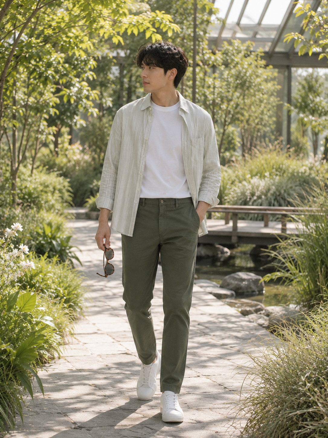 Men Olive Tailored Stretchable Chinos