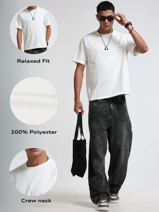 Men Off White Premium Abstract Line T-Shirt