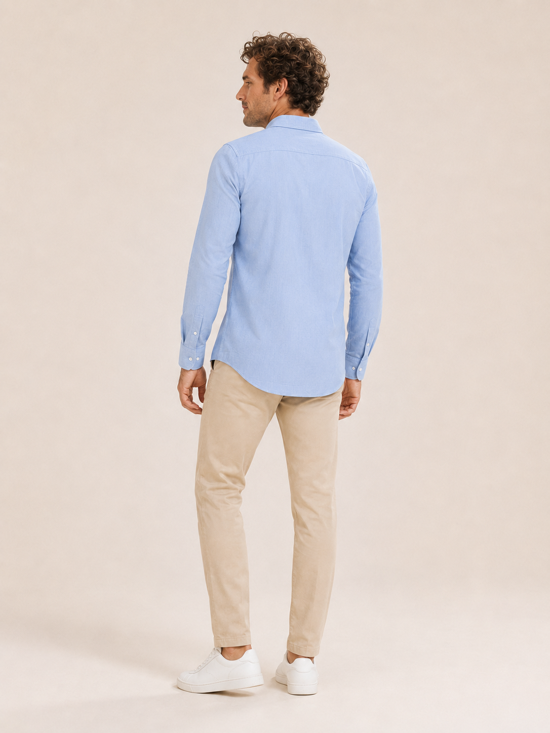 Men Blue Minimalist Textured Shirt