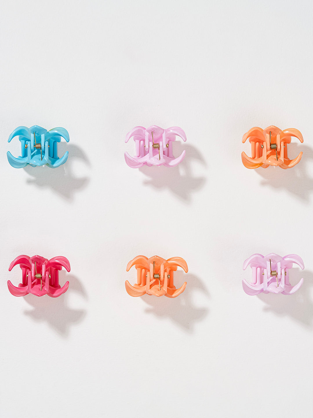 Multi Flower Hair Claw Clips with Free Pouch Set of 6