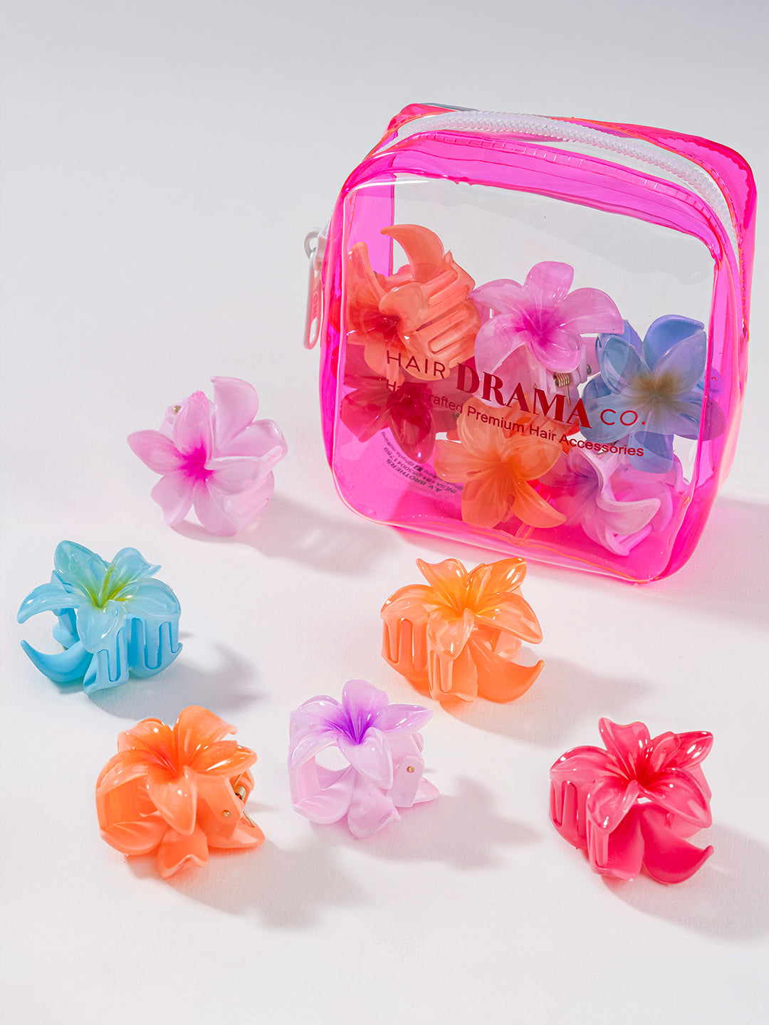 Multi Flower Hair Claw Clips with Free Pouch Set of 6