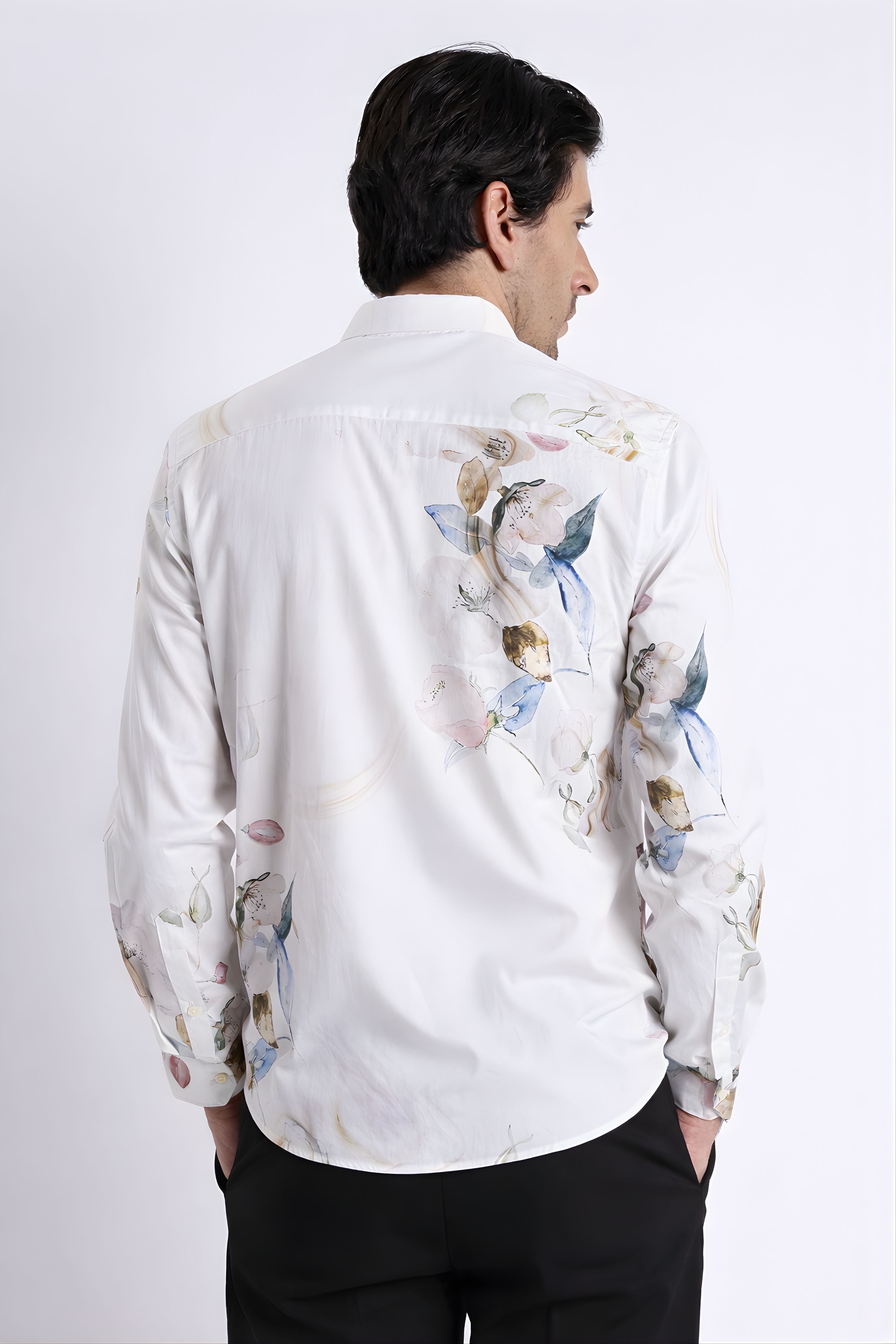 Men Refined Floral Digital Print Shirt