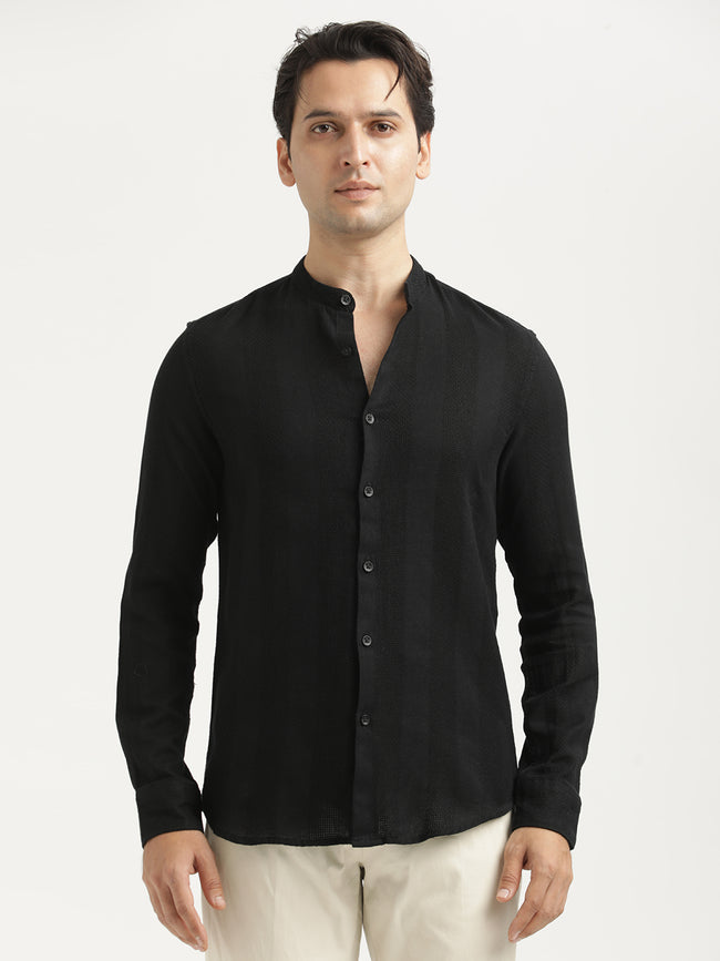 Men Self-Textured Cotton Shirt