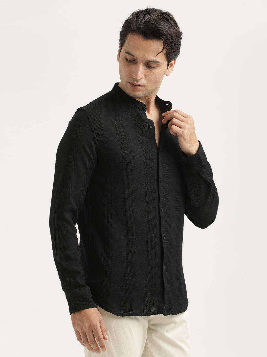 Men Self-Textured Cotton Shirt
