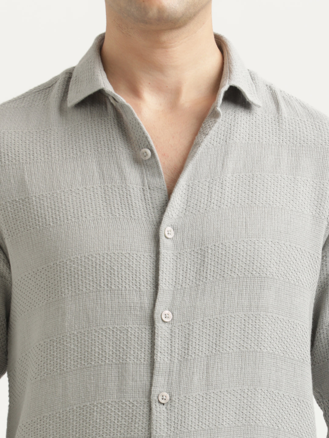 Men Textured Cotton Slim-Fit Shirt