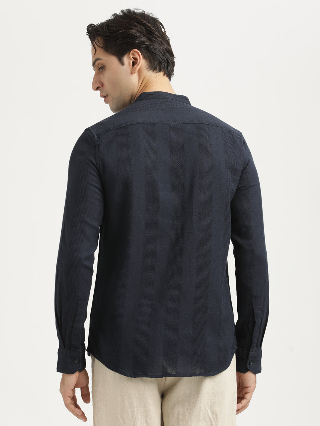 Men Self-Textured Cotton Shirt