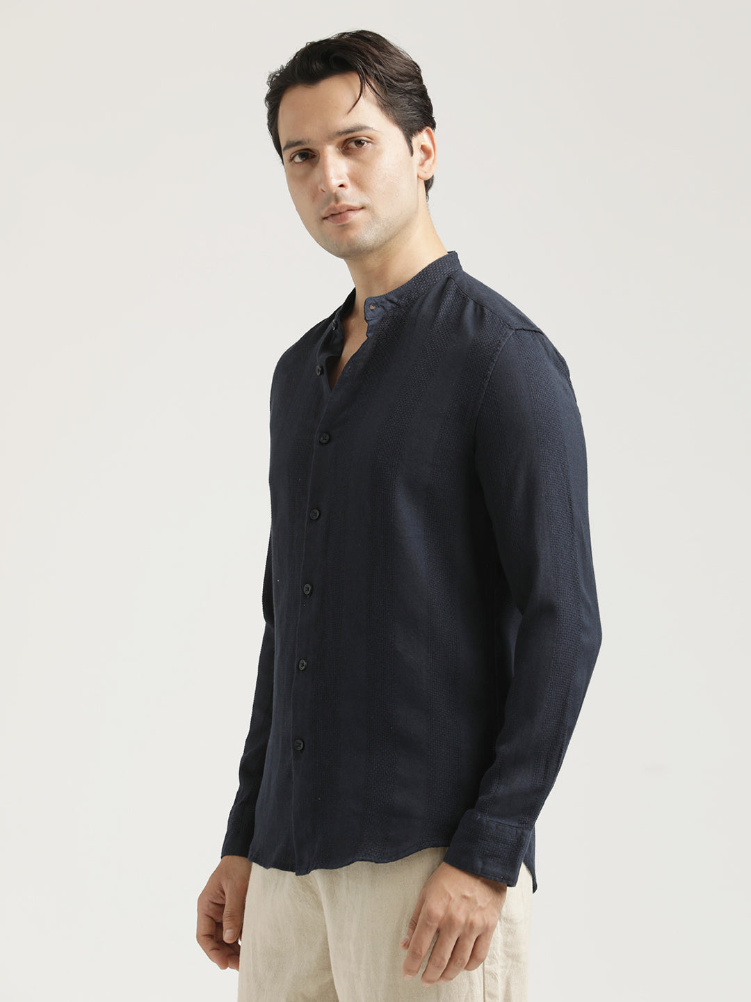 Men Self-Textured Cotton Shirt