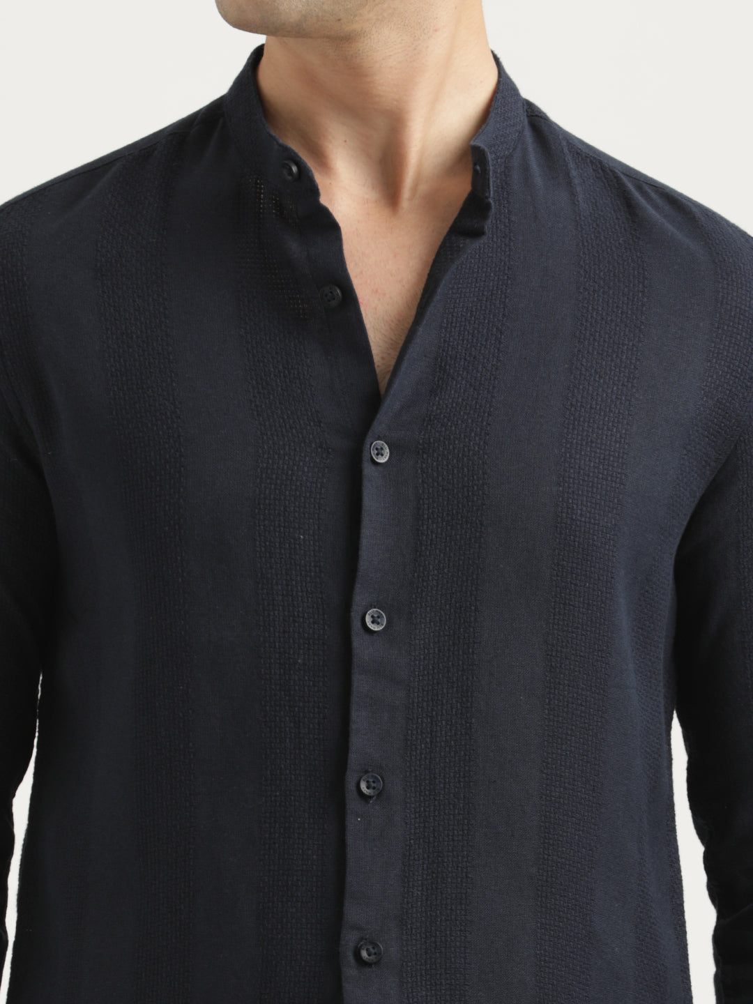 Men Self-Textured Cotton Shirt