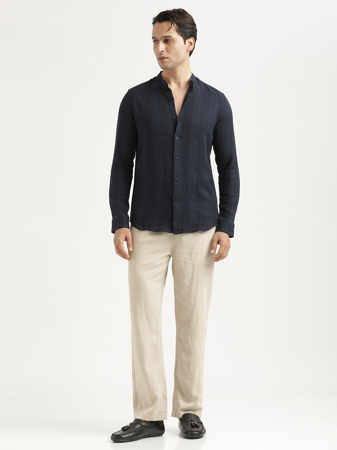Men Self-Textured Cotton Shirt