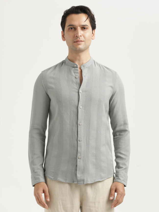 Men Self-Textured Cotton Shirt