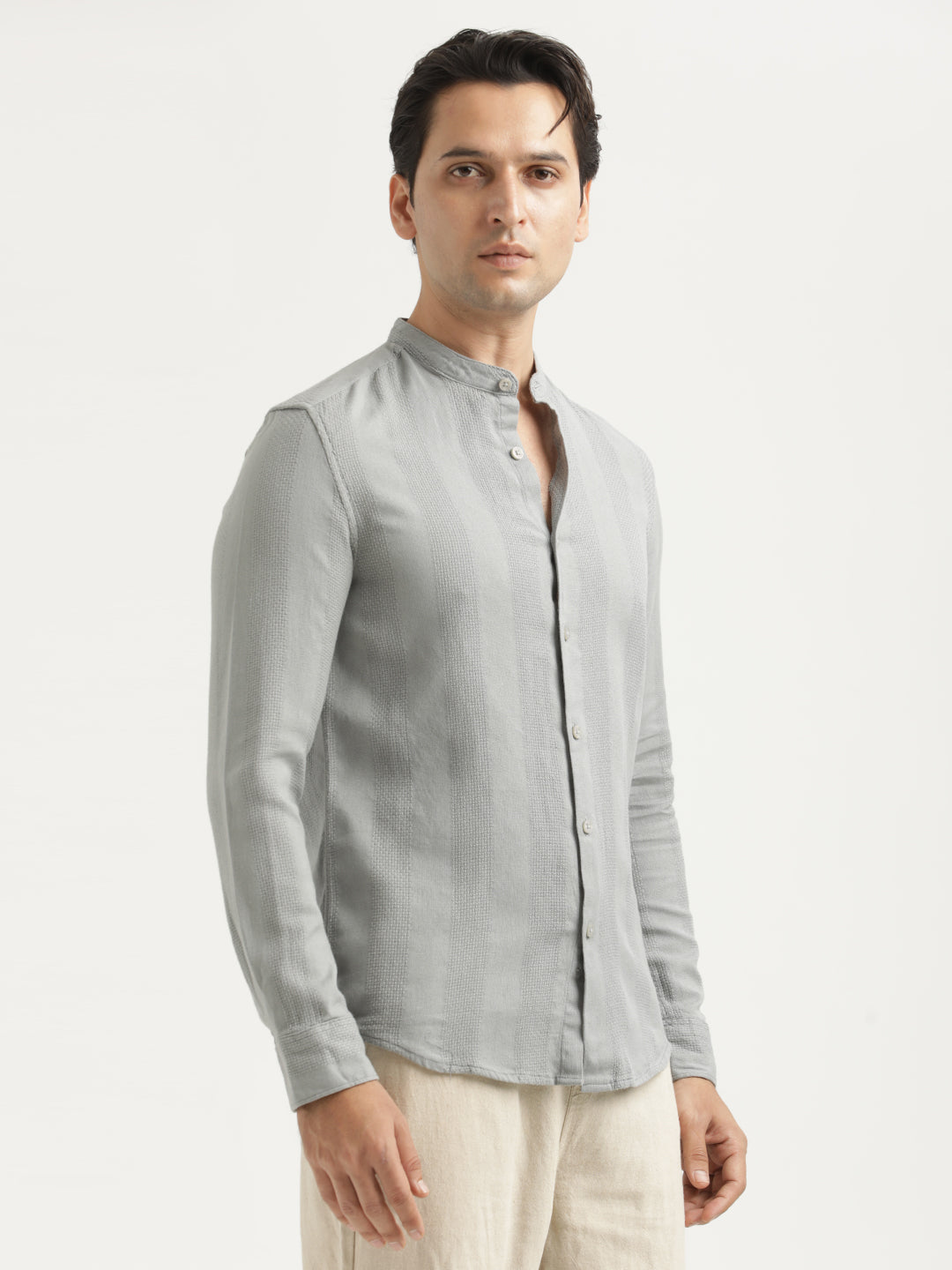 Men Self-Textured Cotton Shirt