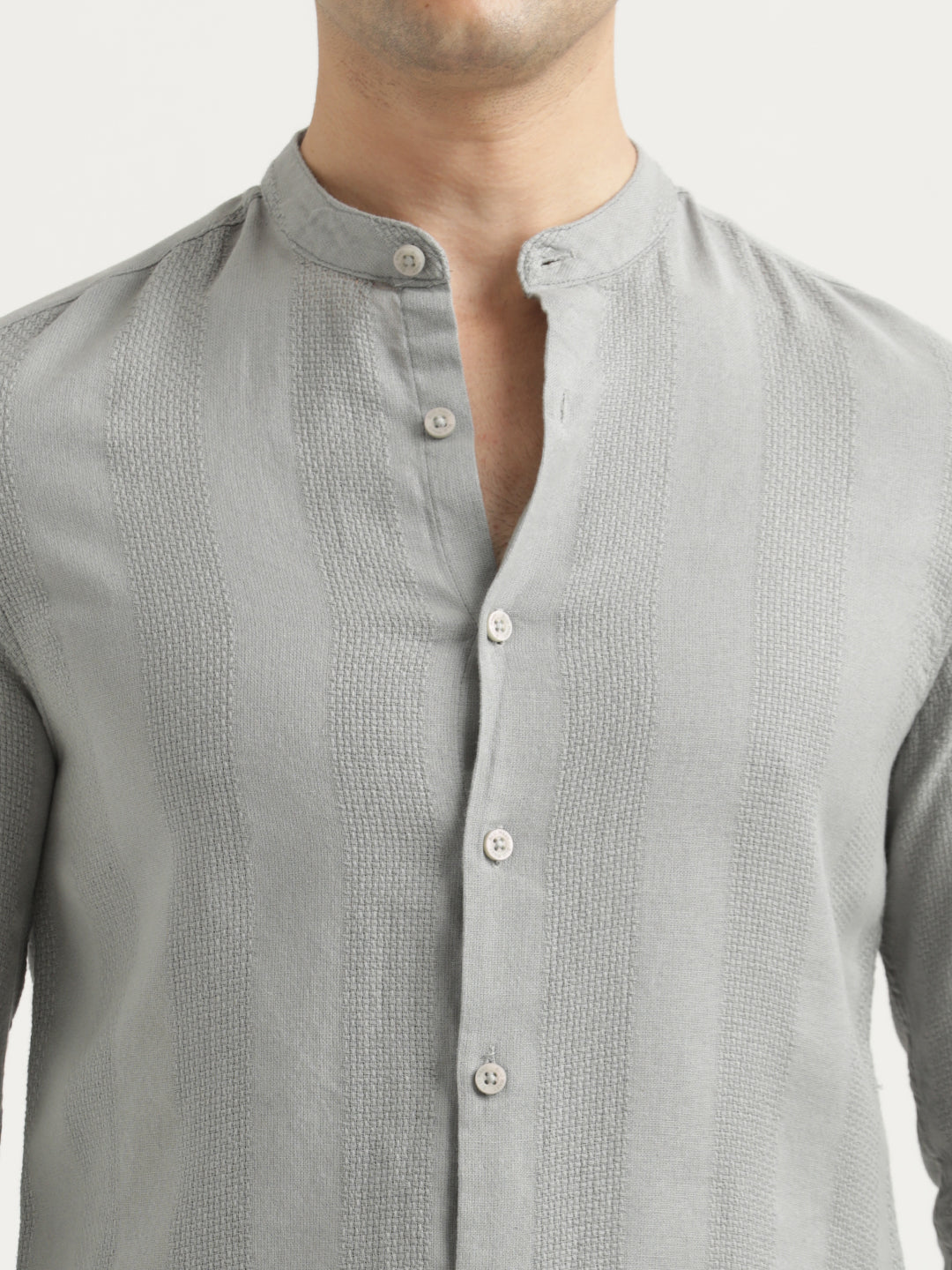 Men Self-Textured Cotton Shirt
