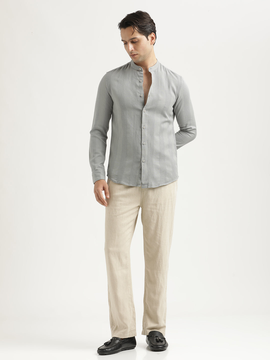 Men Self-Textured Cotton Shirt