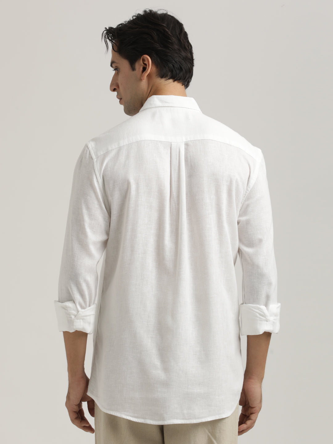 Men Linen-Cotton Blend Shirt