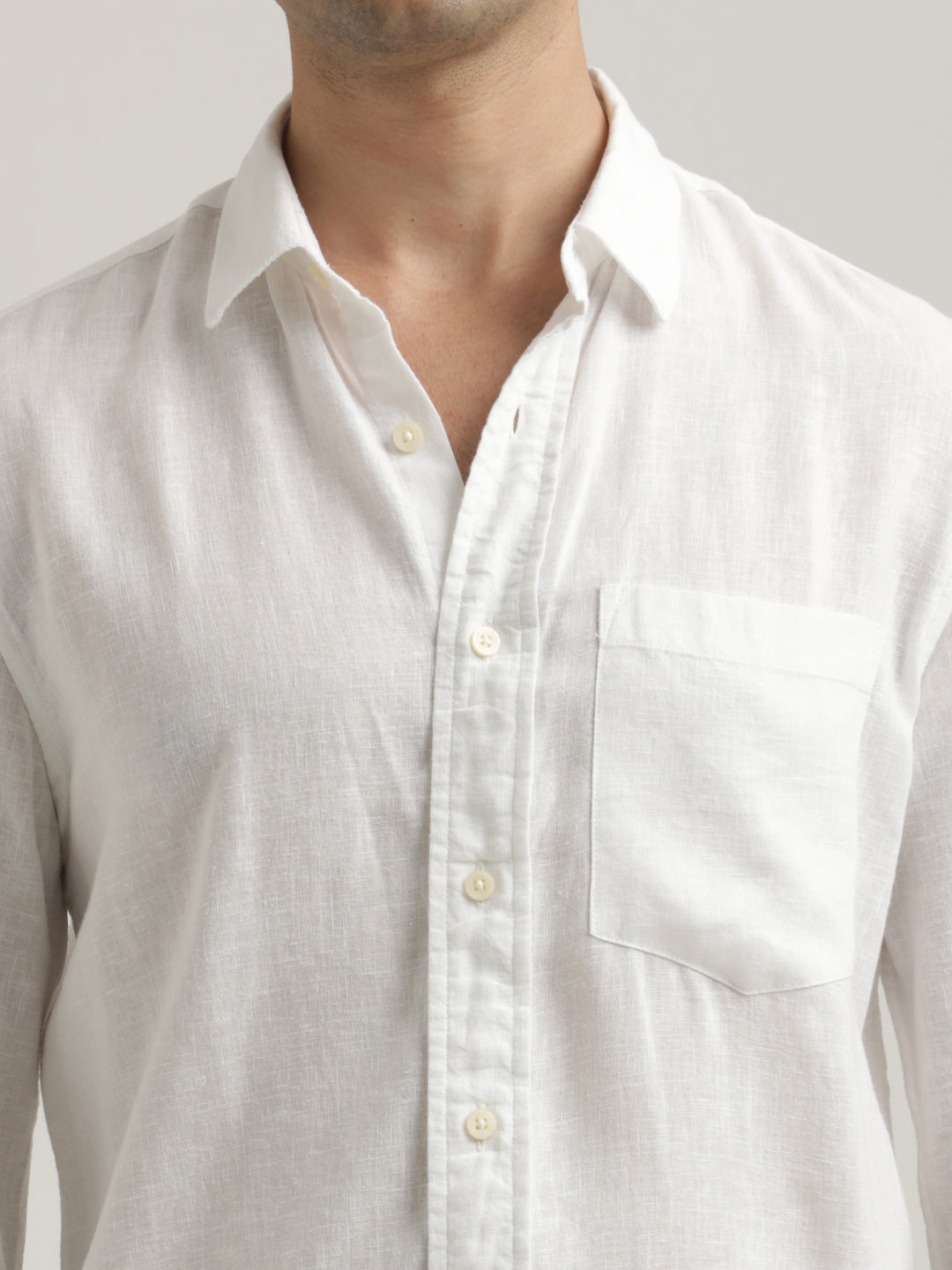Men Linen-Cotton Blend Shirt