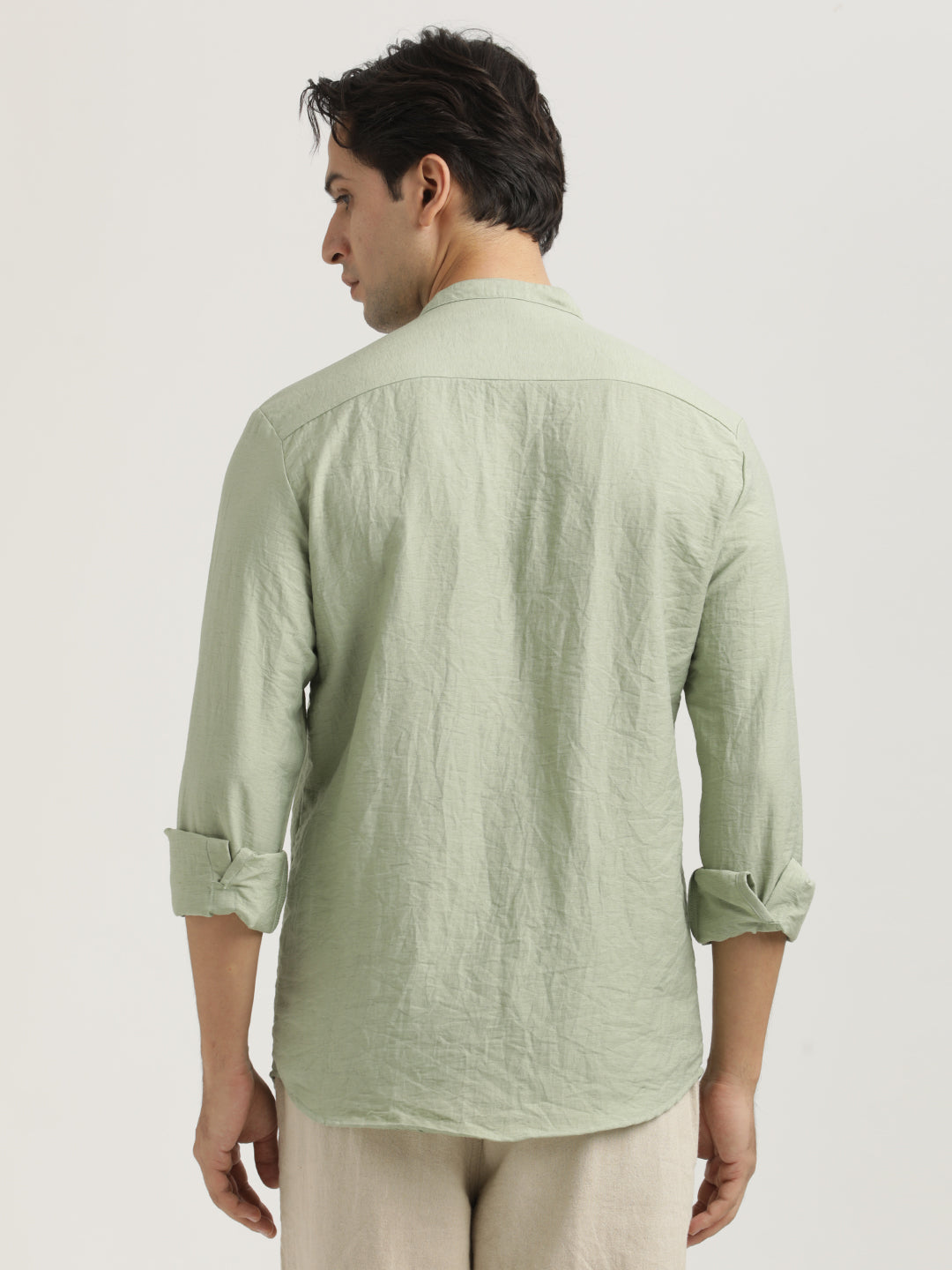 Men Mandarin Collar Nylon Shirt