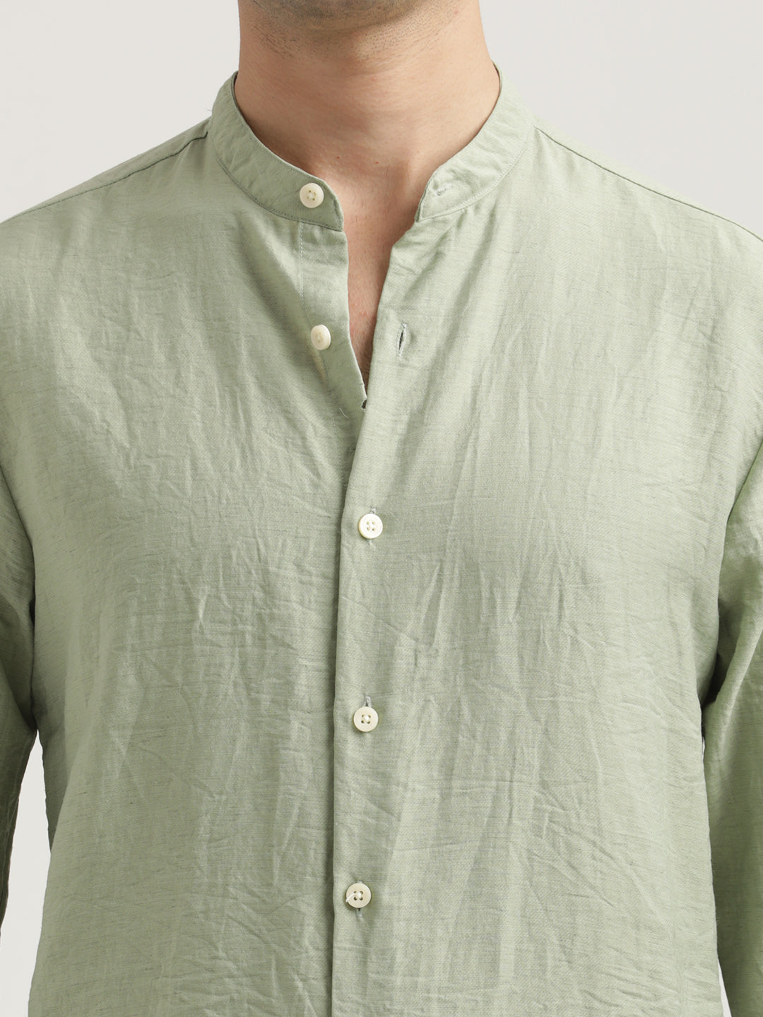 Men Mandarin Collar Nylon Shirt