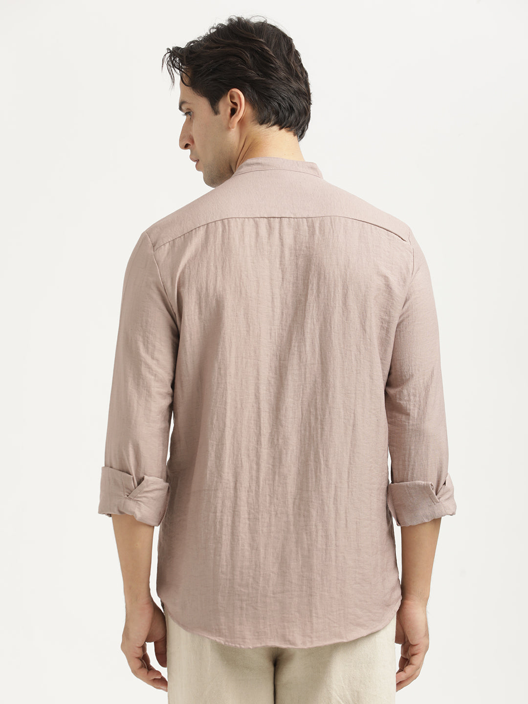 Men Mandarin Collar Nylon Shirt