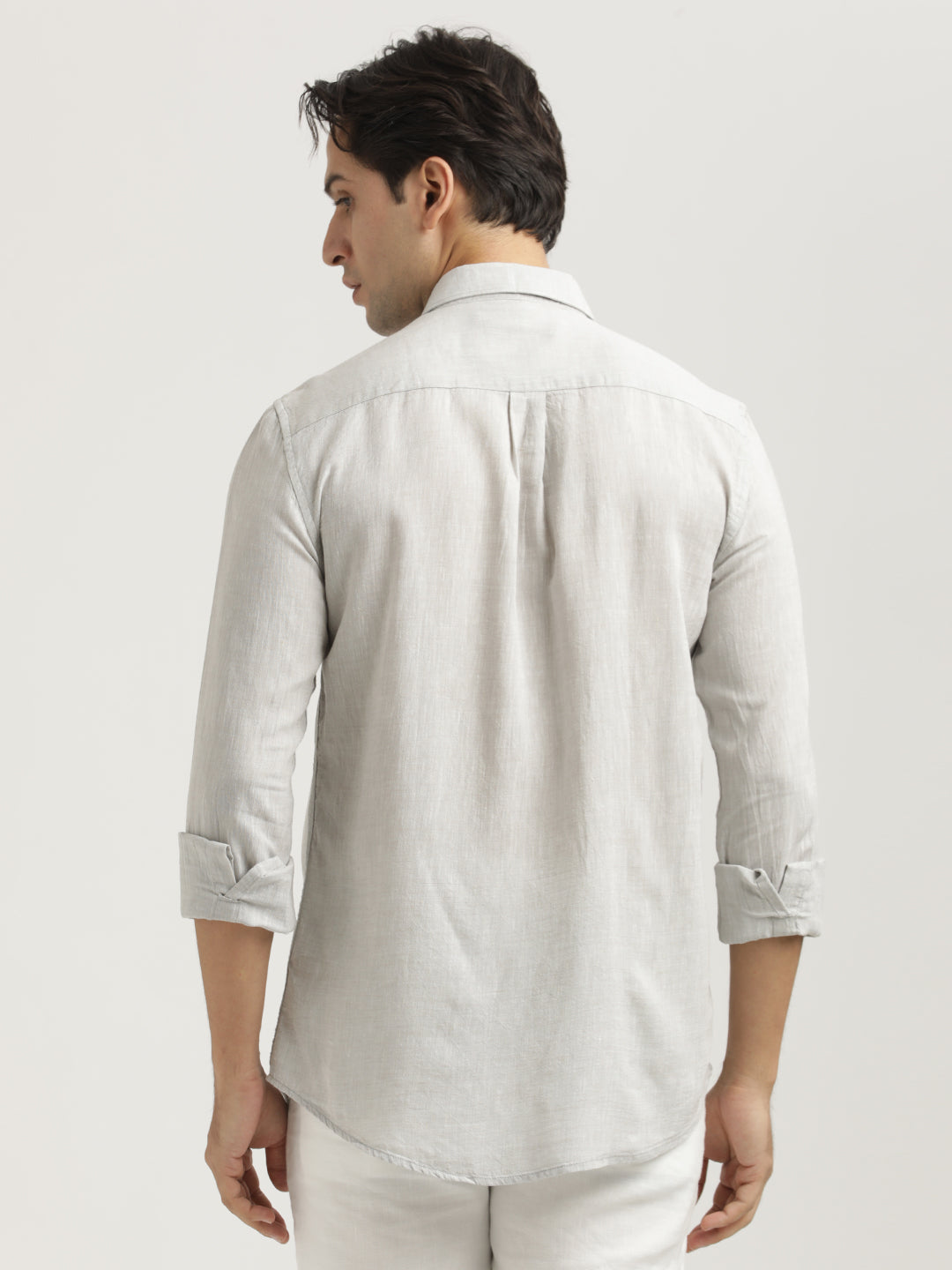 Men Linen-Cotton Blend Shirt