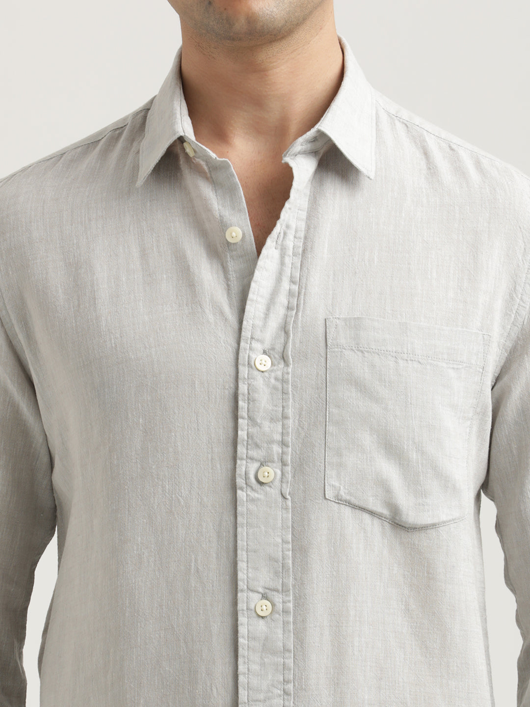 Men Linen-Cotton Blend Shirt