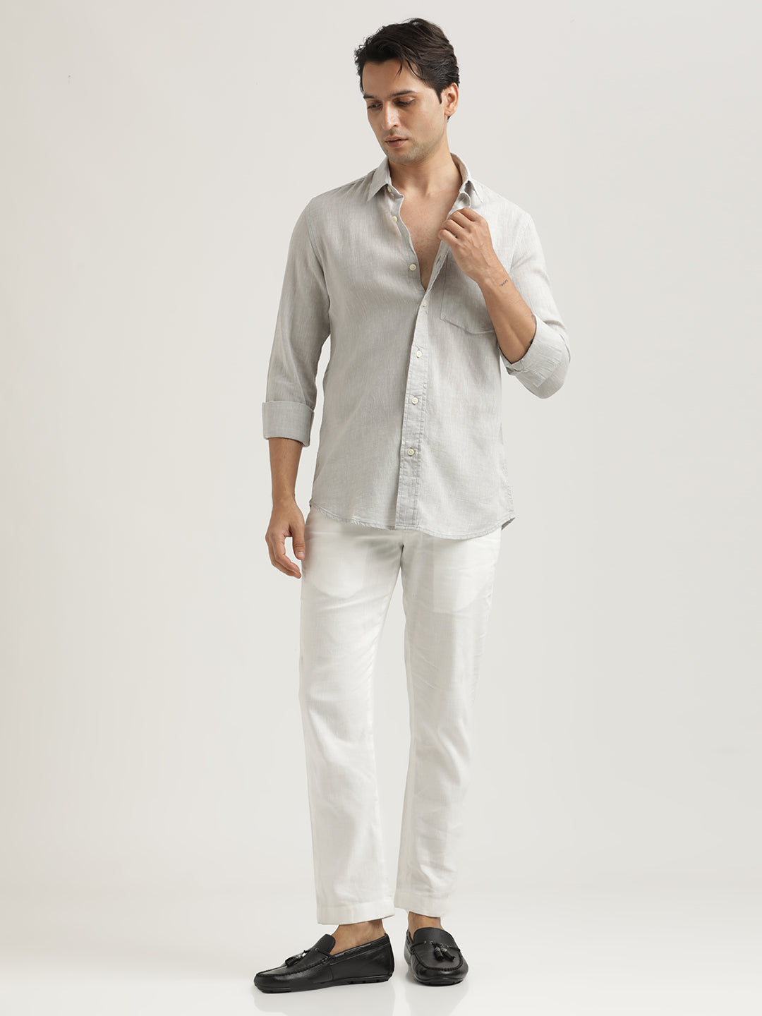 Men Linen-Cotton Blend Shirt