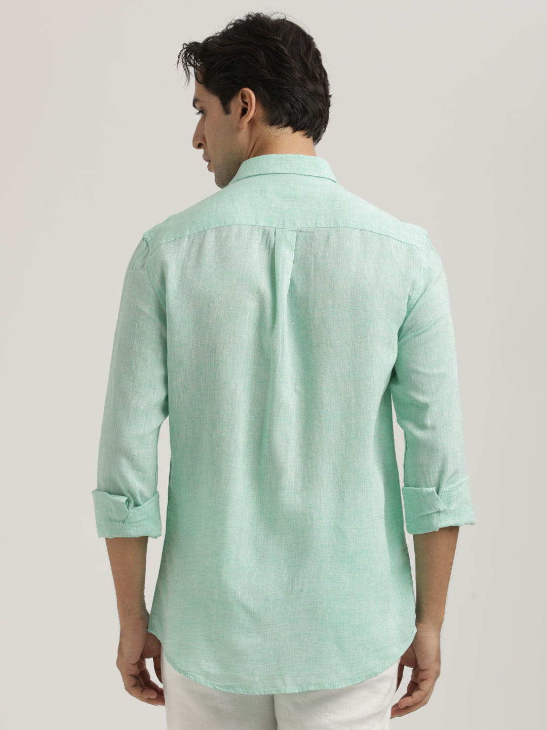 Men Linen-Cotton Blend Shirt