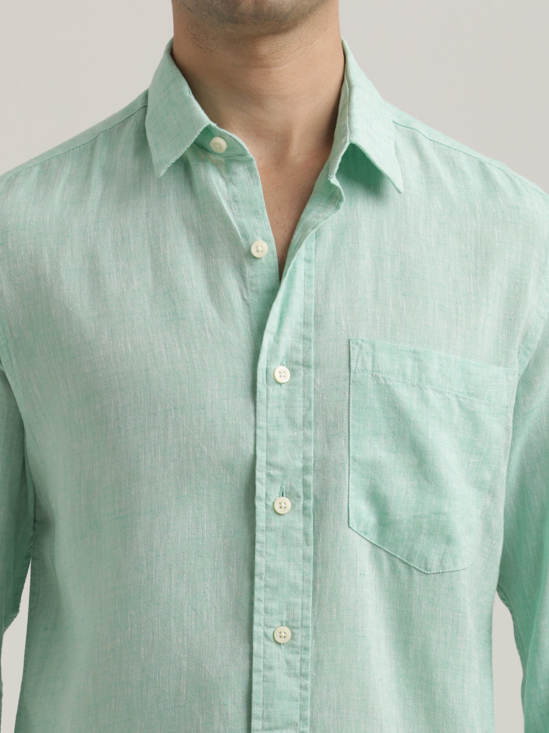 Men Linen-Cotton Blend Shirt