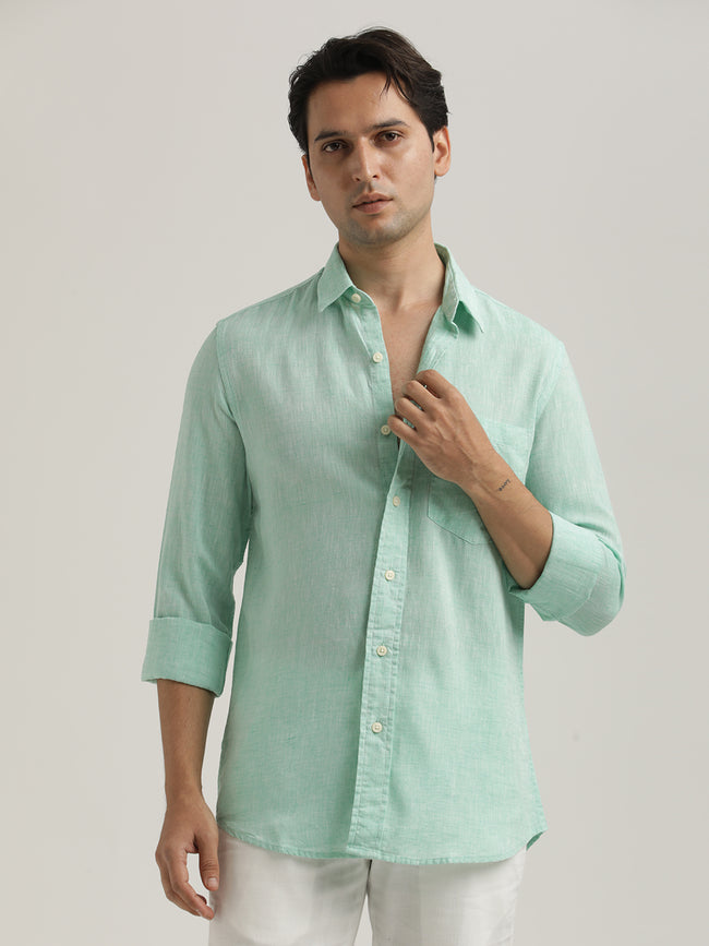 Men Linen-Cotton Blend Shirt