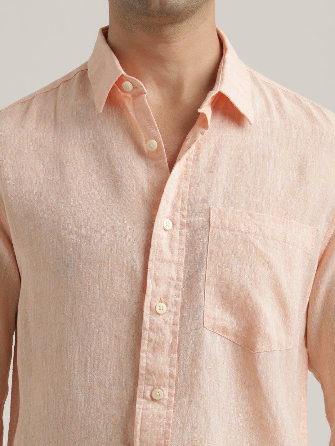 Men Linen-Cotton Blend Shirt