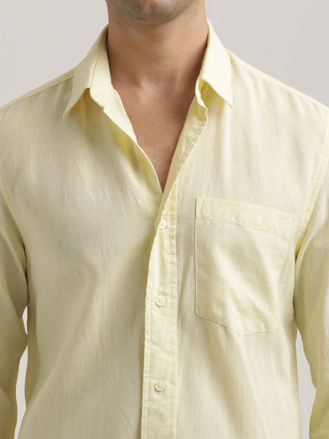 Men Linen-Cotton Blend Shirt