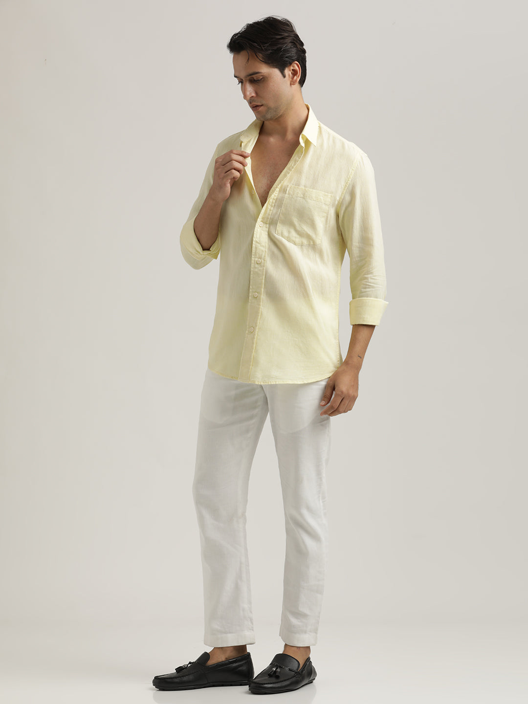 Men Linen-Cotton Blend Shirt