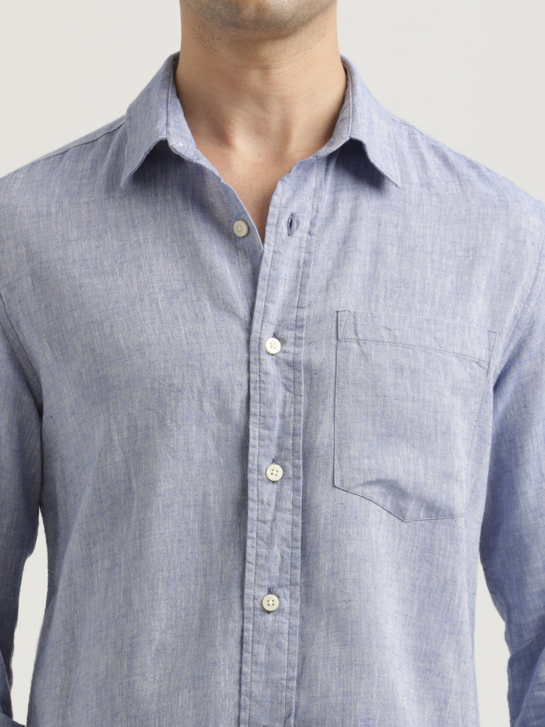 Men Linen-Cotton Blend Shirt