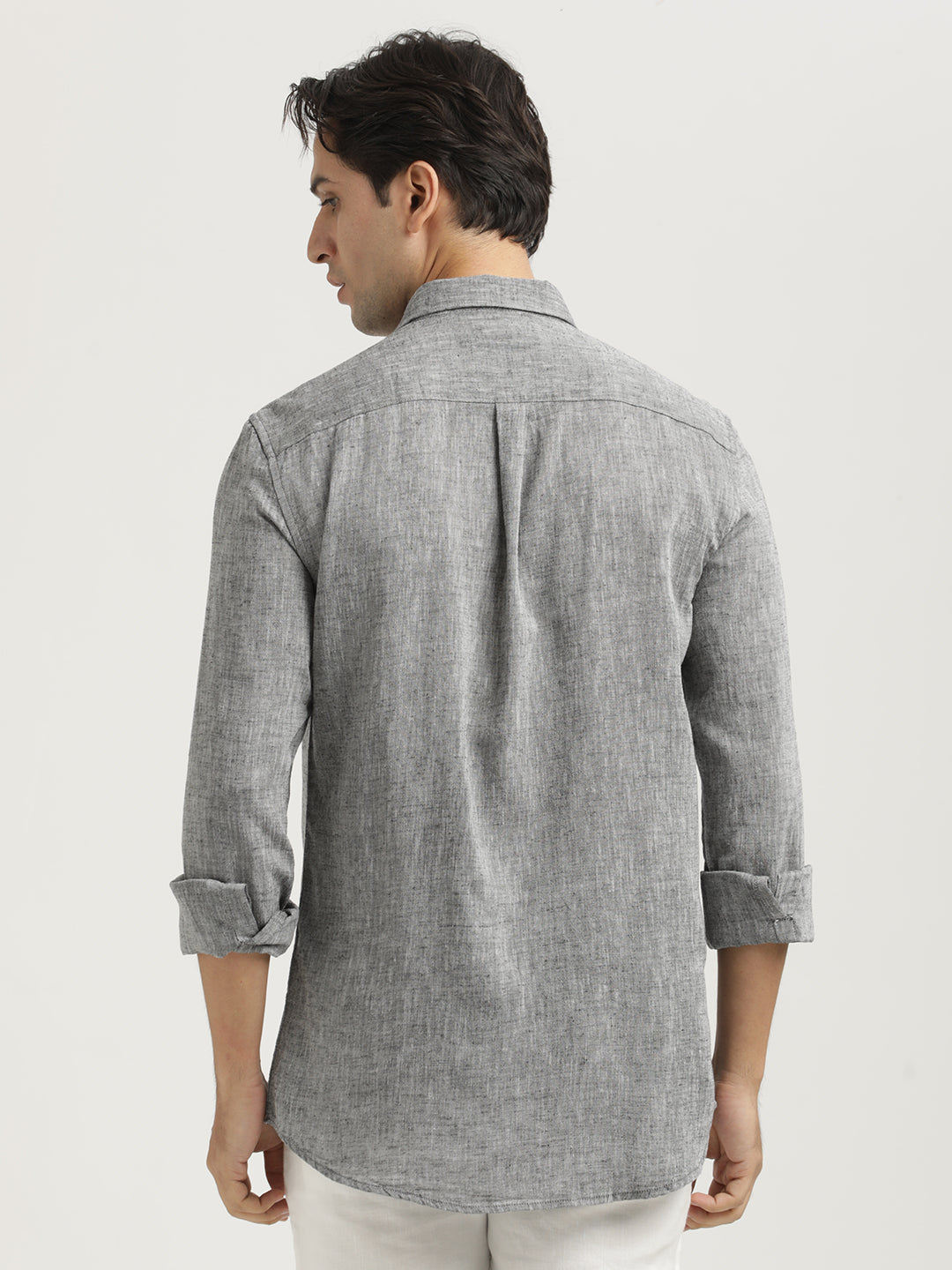 Men Linen-Cotton Blend Shirt