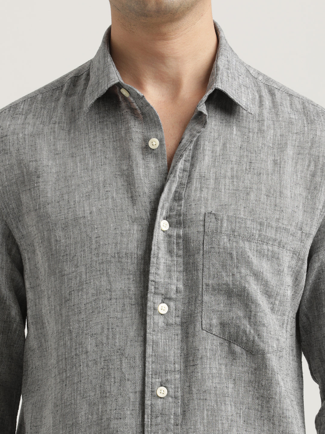 Men Linen-Cotton Blend Shirt