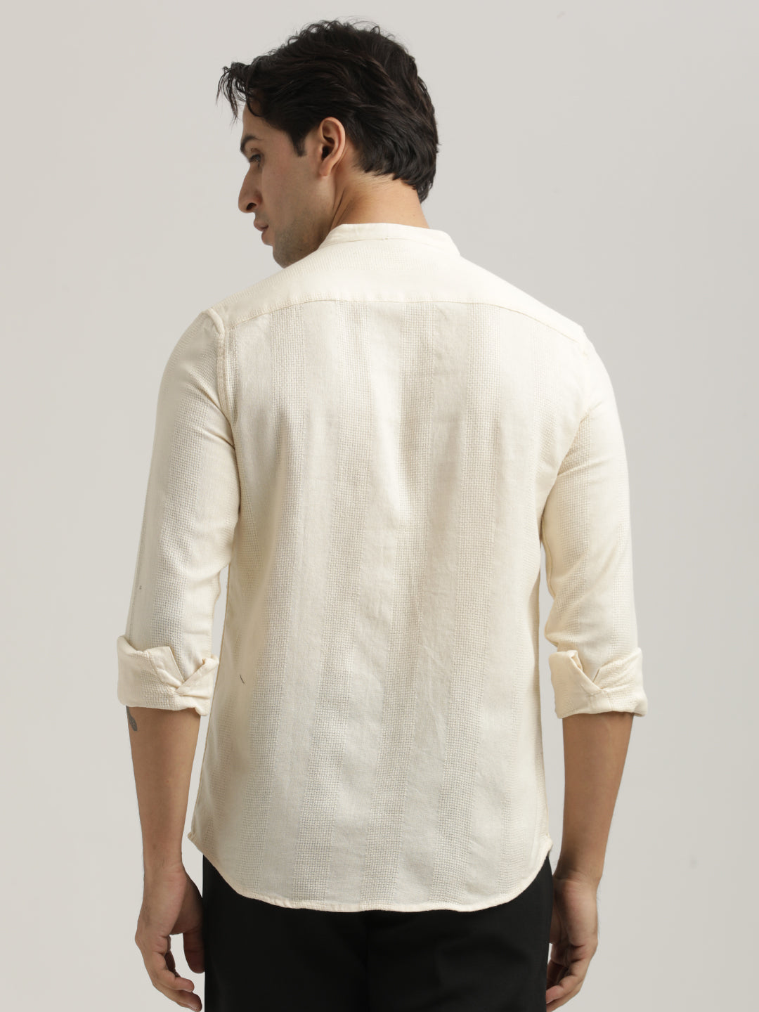 Men Self-Textured Cotton Shirt