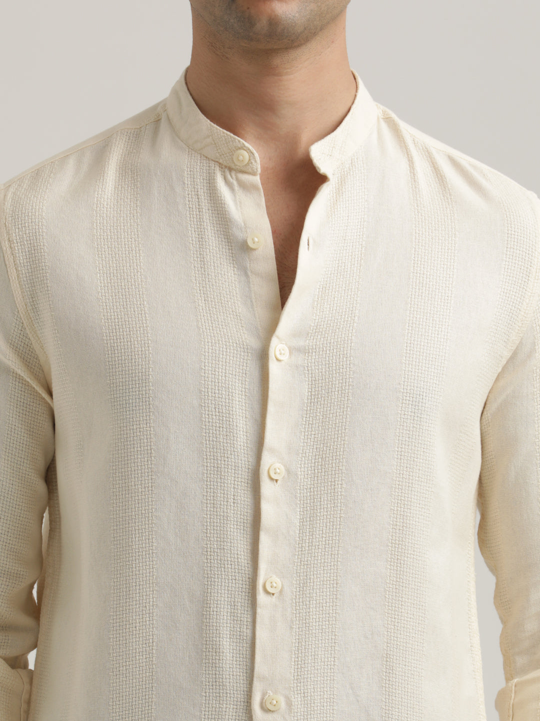 Men Self-Textured Cotton Shirt