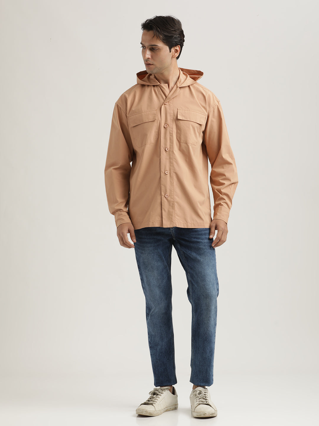 Men Hooded Utility Shirt