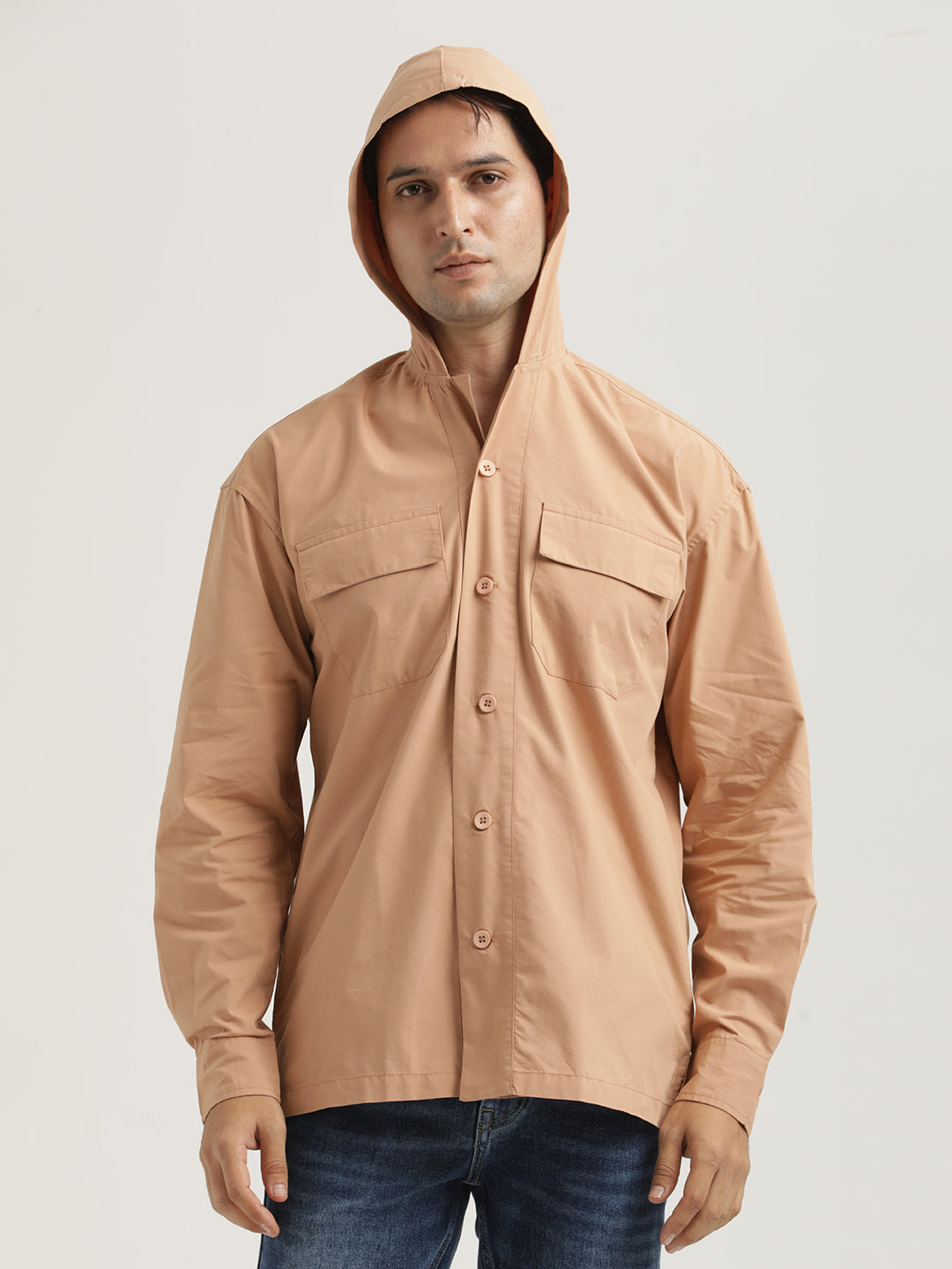 Men Hooded Utility Shirt