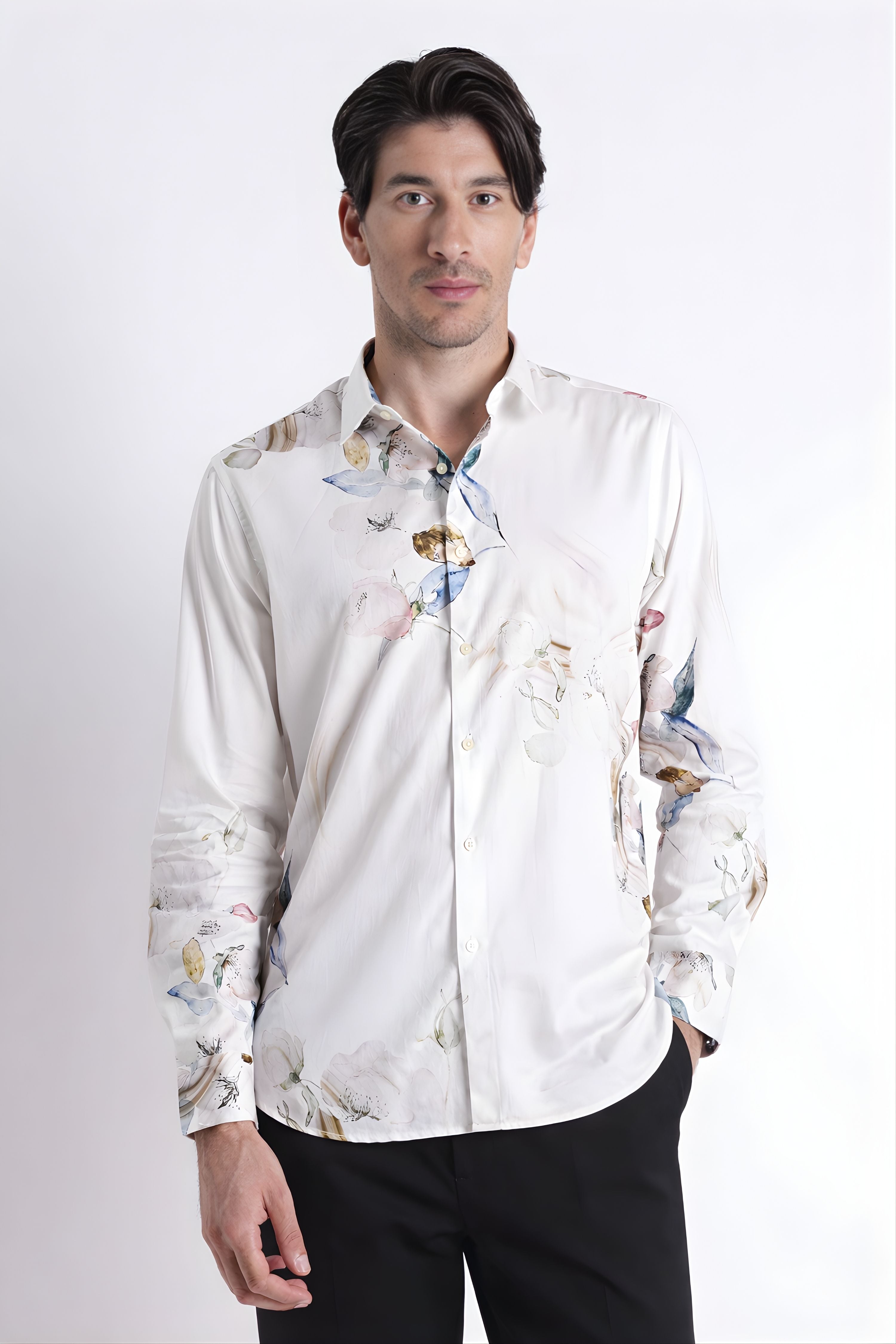 Men Refined Floral Digital Print Shirt
