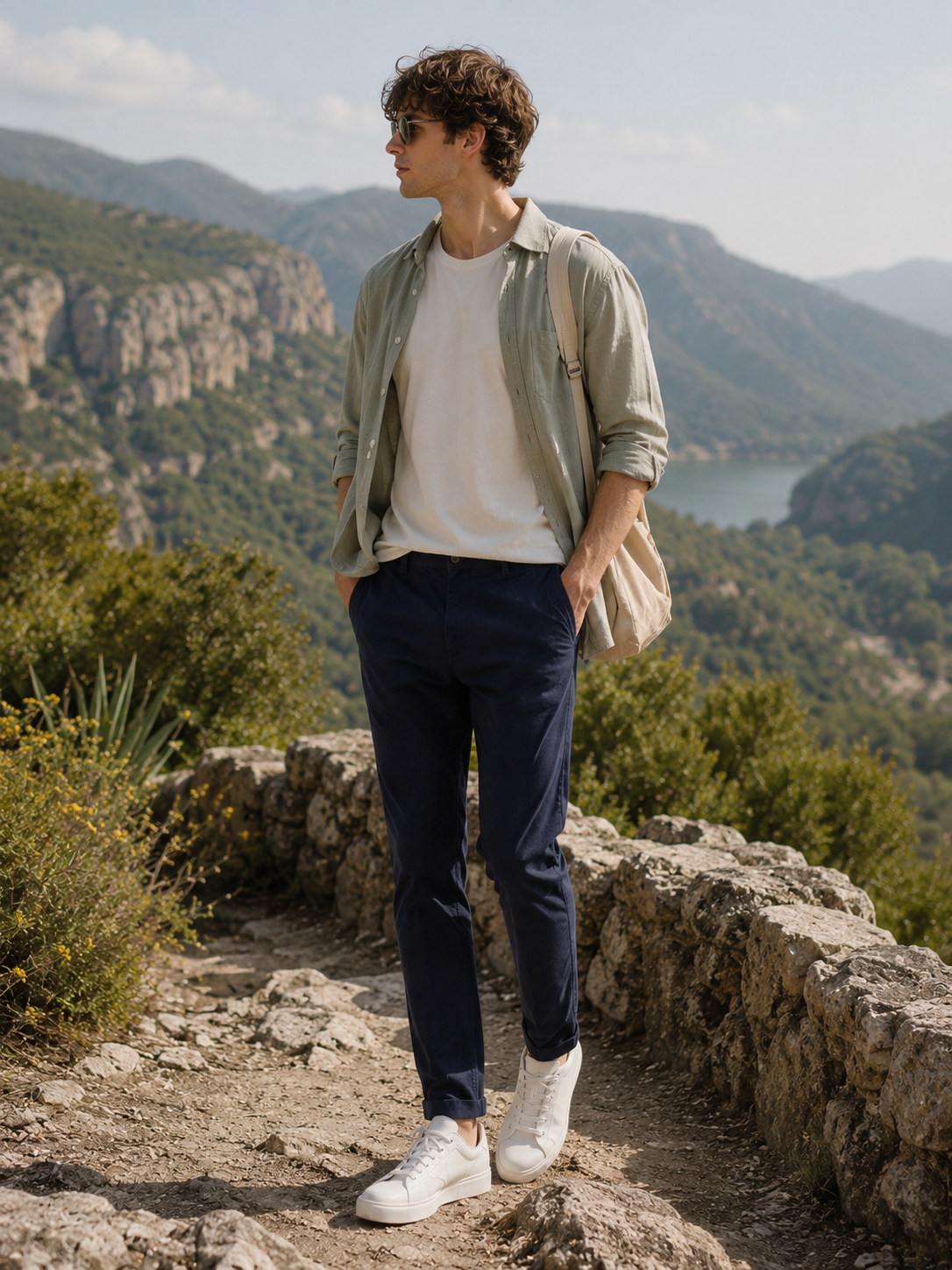 Men Navy Essential Chino Pants