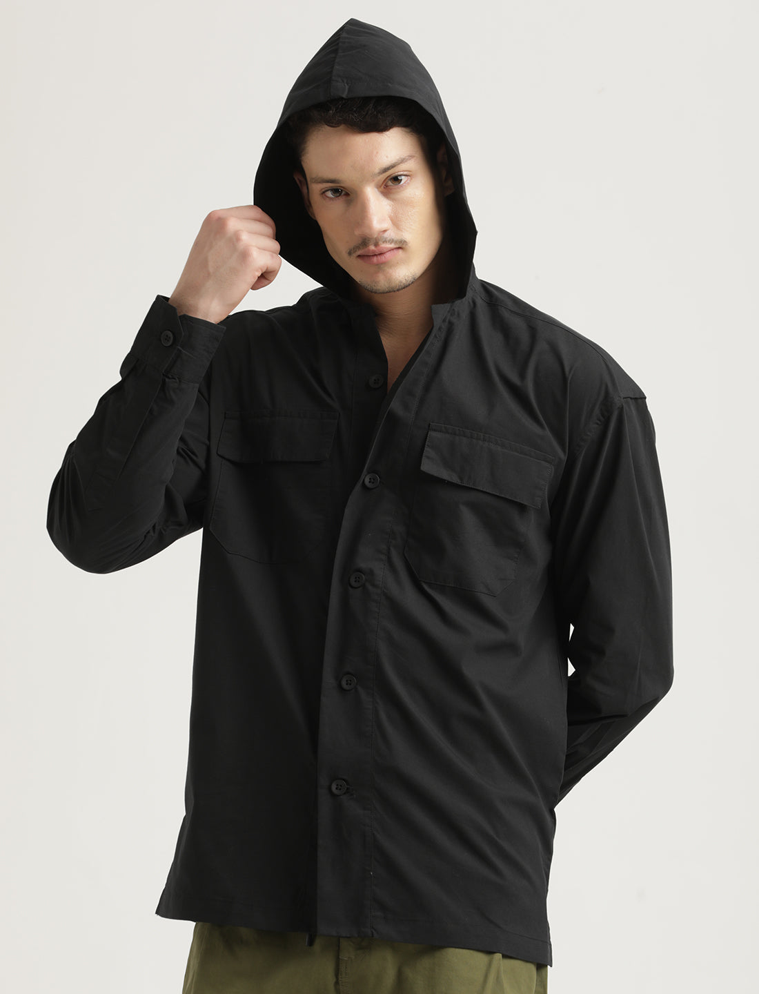 Men Hooded Utility Shirt