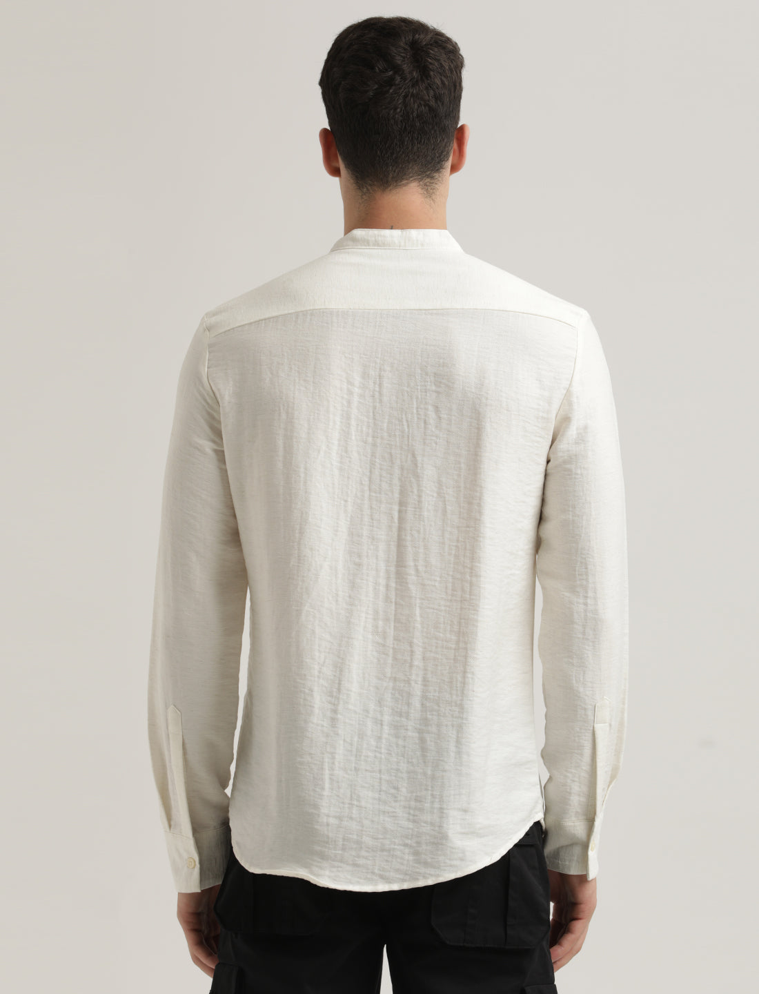 Men Mandarin Collar Nylon Shirt
