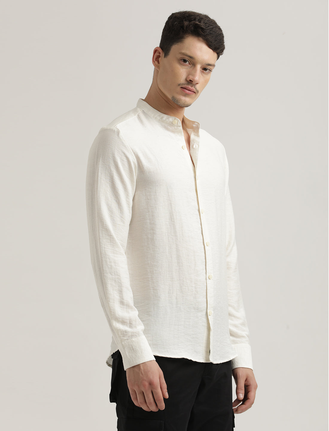 Men Mandarin Collar Nylon Shirt