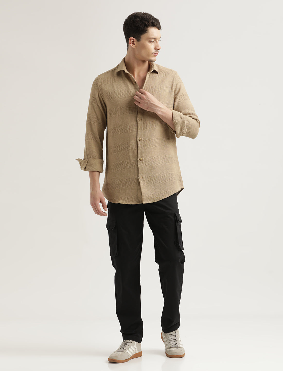 Men Textured Cotton Slim-Fit Shirt