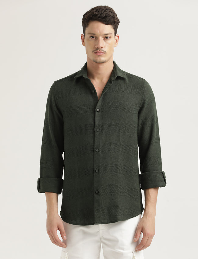 Men Textured Cotton Slim-Fit Shirt
